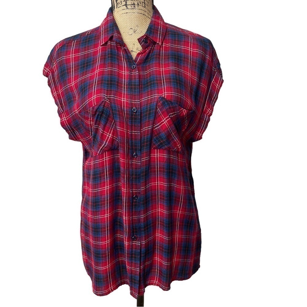 Rails Plaid Short Sleeve Flannel Soft Top Size Small - Picture 2 of 10
